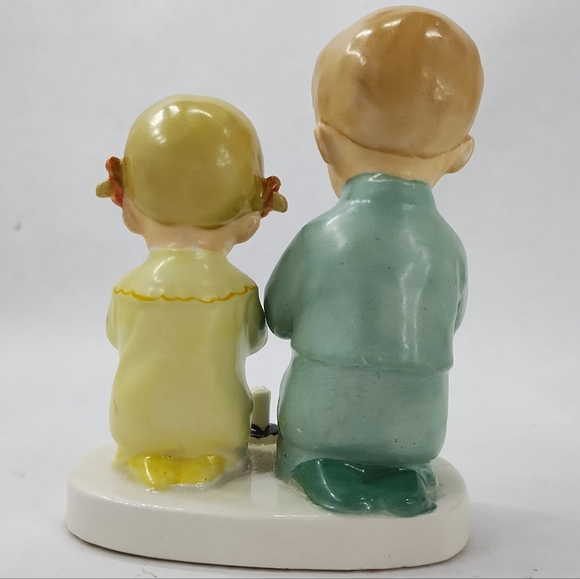 Vintage Napco 1956 Signed With Original Label Boy And Girl Praying - Picture 4 of 9